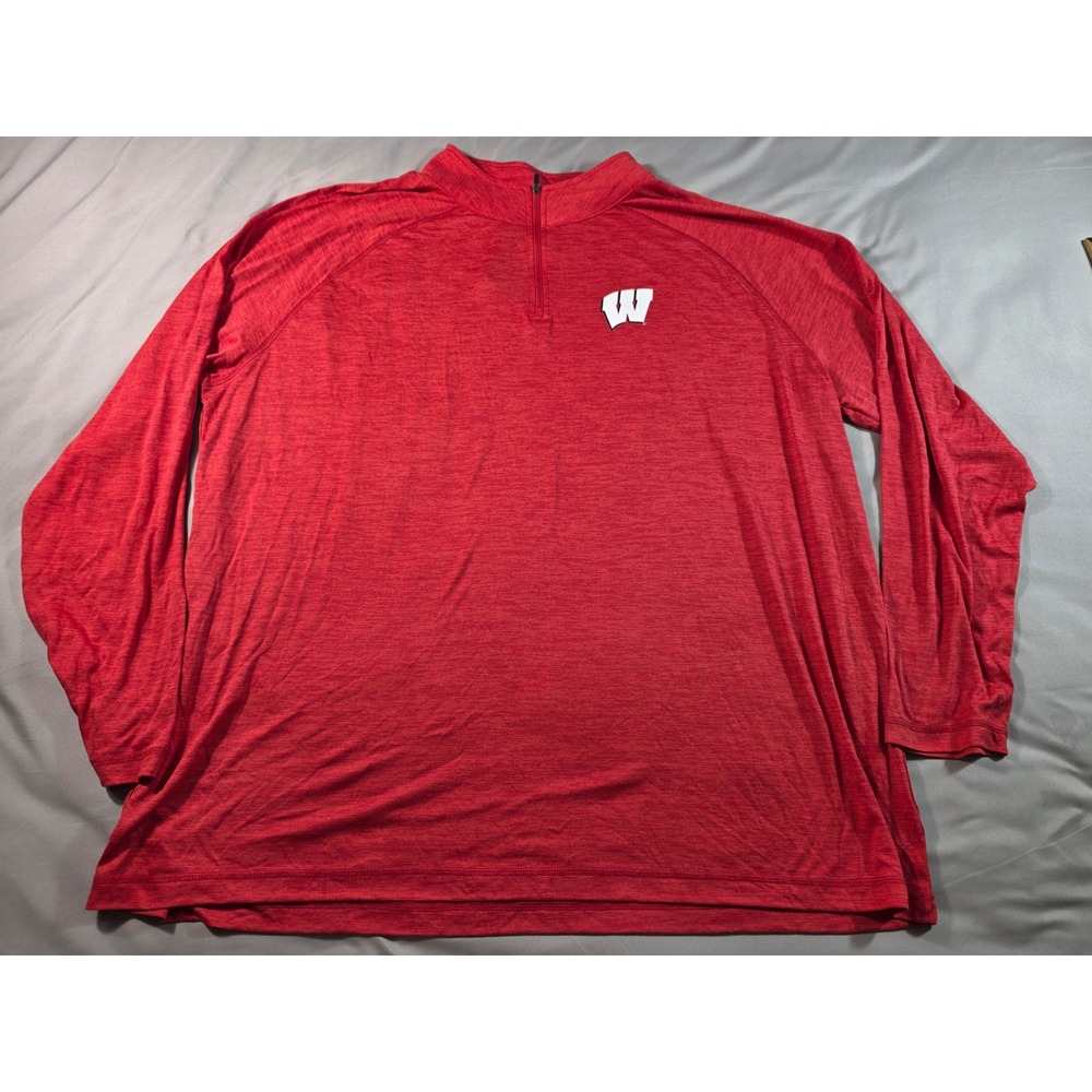 Fanatics Wisconsin Badgers Pullover Men 4XL Red Quarter Zip Heathered NCAA NEW